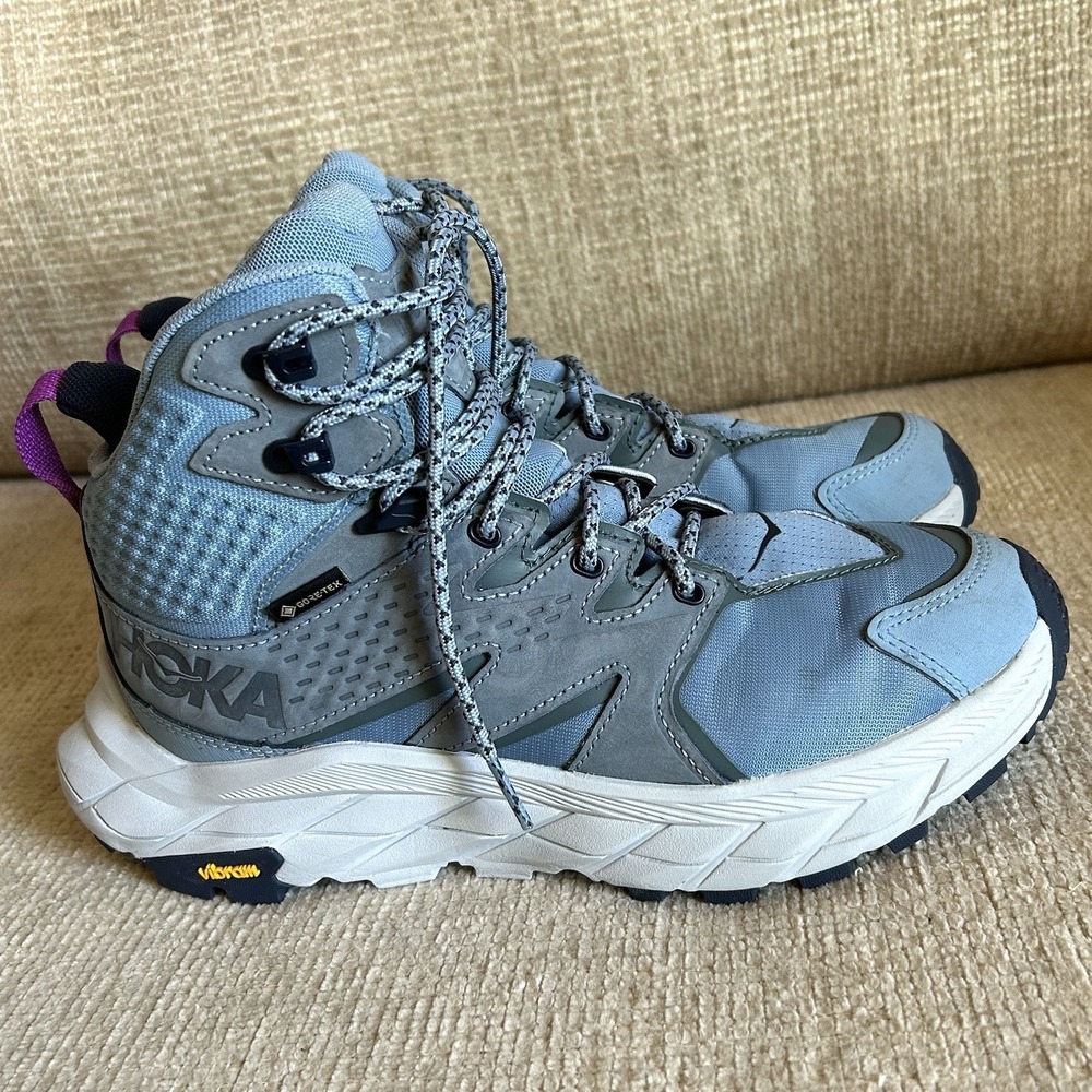 HOKA ONE Anacapa Mid GTX Waterproof Hiking Boots Blue Grey Women's 6.5B